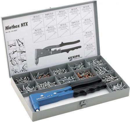 Jeu de rivets aveugles Nietboy avec pince à riveter à main NTX 941 pièces 