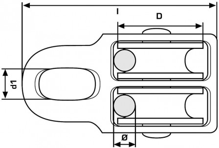 Roulette fixe doublepour câbleØ b. 8,0mm galZn