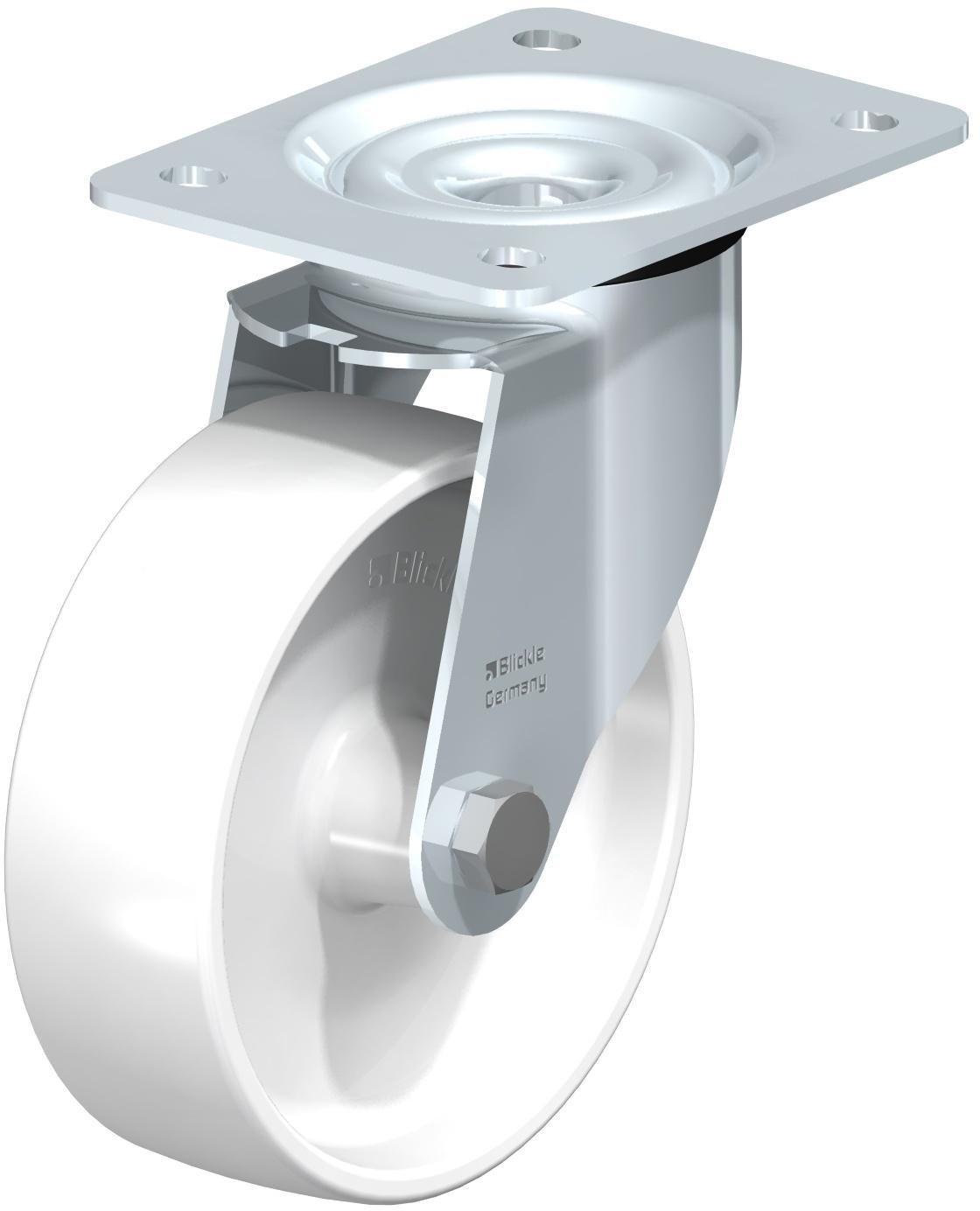 Roulette pivotante en tôle d’acier, avec platine à visser