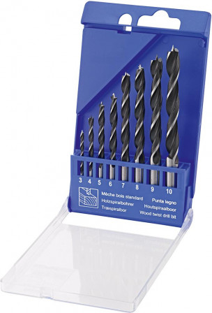 Jeu de forets à bois héli coïdaux 8 outils 