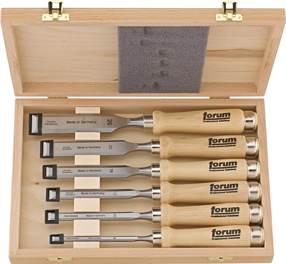 Jeu ciseaux manche bois 6 pièces ds boîte bois 