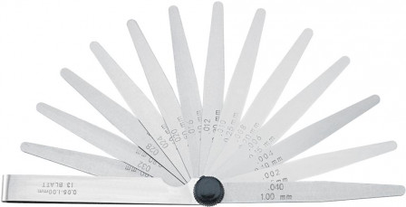 Jauge d'épaisseur de préc ision acier à ressort 0,0 5-0,50mm 8 feuilles 