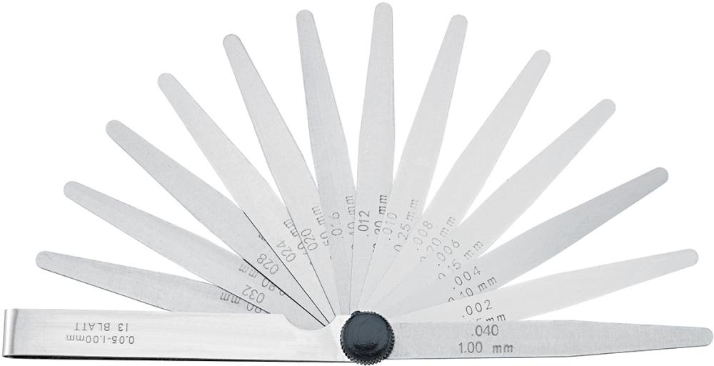 Jauge d'épaisseur de préc ision acier à ressort 0,0 5-0,50mm 8 feuilles 