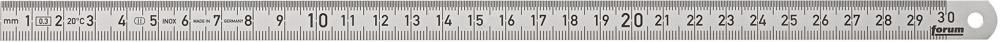 Règle graduée en acier so uple acier à ressort inox ydable écroui 300x13mm