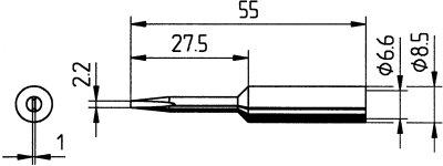 Panne forme de burin 0832EDLF 2,2mm SB 