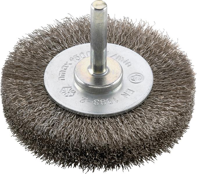 Brosse circulaire inox. 6 mm 30mm ondulée 