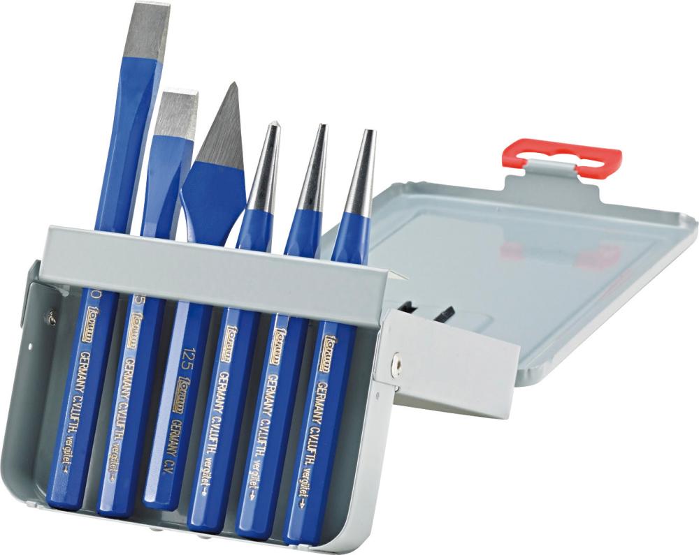 Jeu d'outils de frappe s/ burins/chasse-pointes 6 c lés 