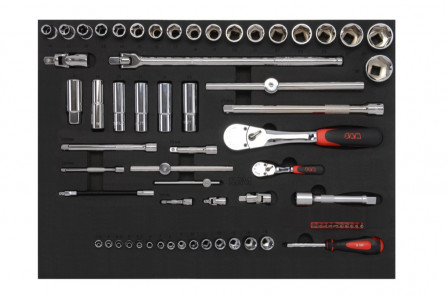 composition de 135 outils avec servante 5 tiroirs en module mousse