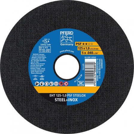 Meule à tronçonner droite A60PPSF-INOX 125x1mm 