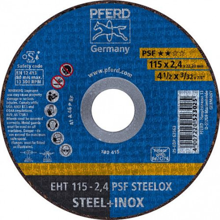 Meule à tronçonner droite A46PPSF-INOX 115x2,4mm 