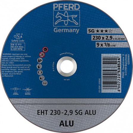 Meule à tronçonner droite pour aluminium A24NSG 230x2,9mm 