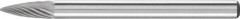 Mini-fraise sur tige carbure forme ogive bout pointu 0307 5 3mm 3x7mm 