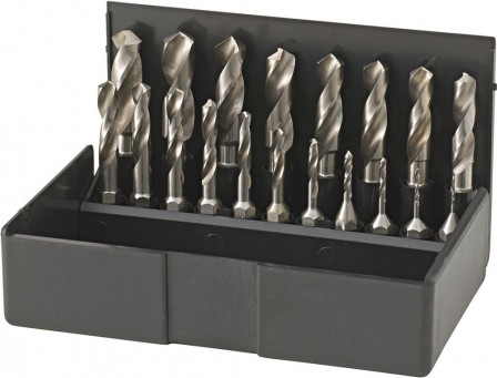 Jeu de forets hélicoïdaux type embout HSS 1-10mm 19 pièces 