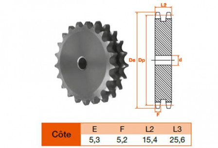 Disque 12 dents pas 9,525 double