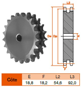 Disque 12 dents pas 31,75 double