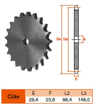 Disque 10 dents pas 44,45 simple 