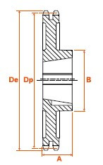 Roue fonte 38 dents 25,4 double 3030