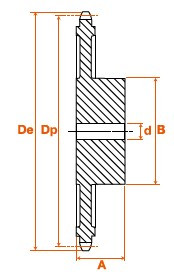 Roue fonte 45 dents pas 19,05 simple 